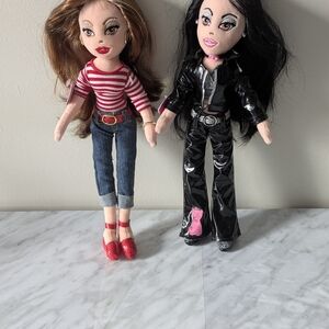 Dolls with Red and Black Outfits . Doll Plush. Lot Of 2 Dolls Plush